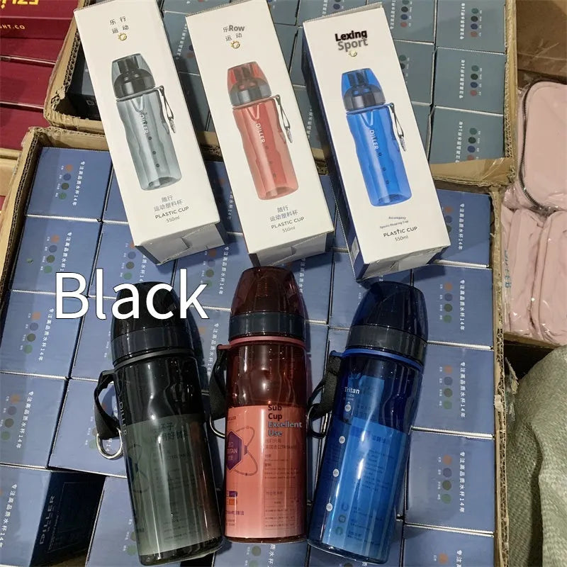 Blue Chinese-style portable water cup with a built-in tea compartment, lid, and handle.