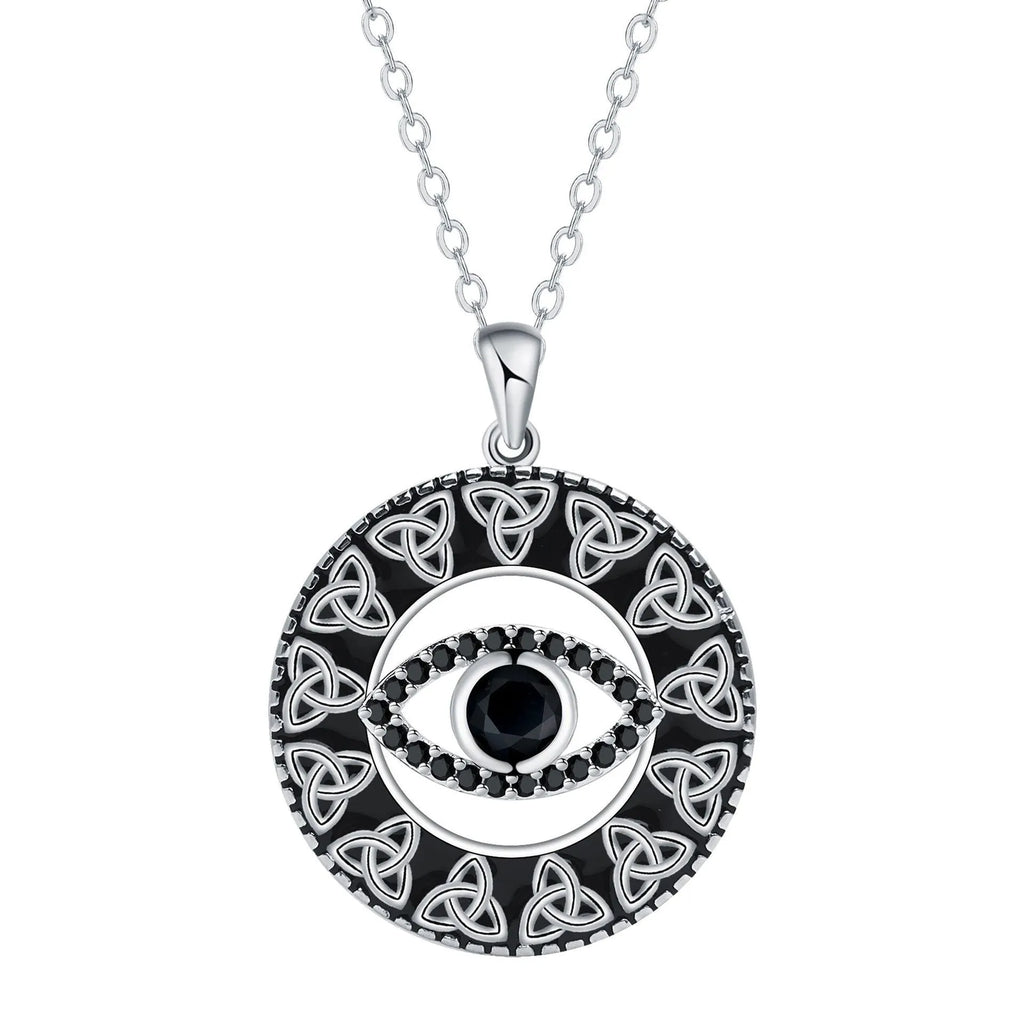 Copper Devil's Eye necklace with cross chain for women, electroplated finish evil eye pendant
