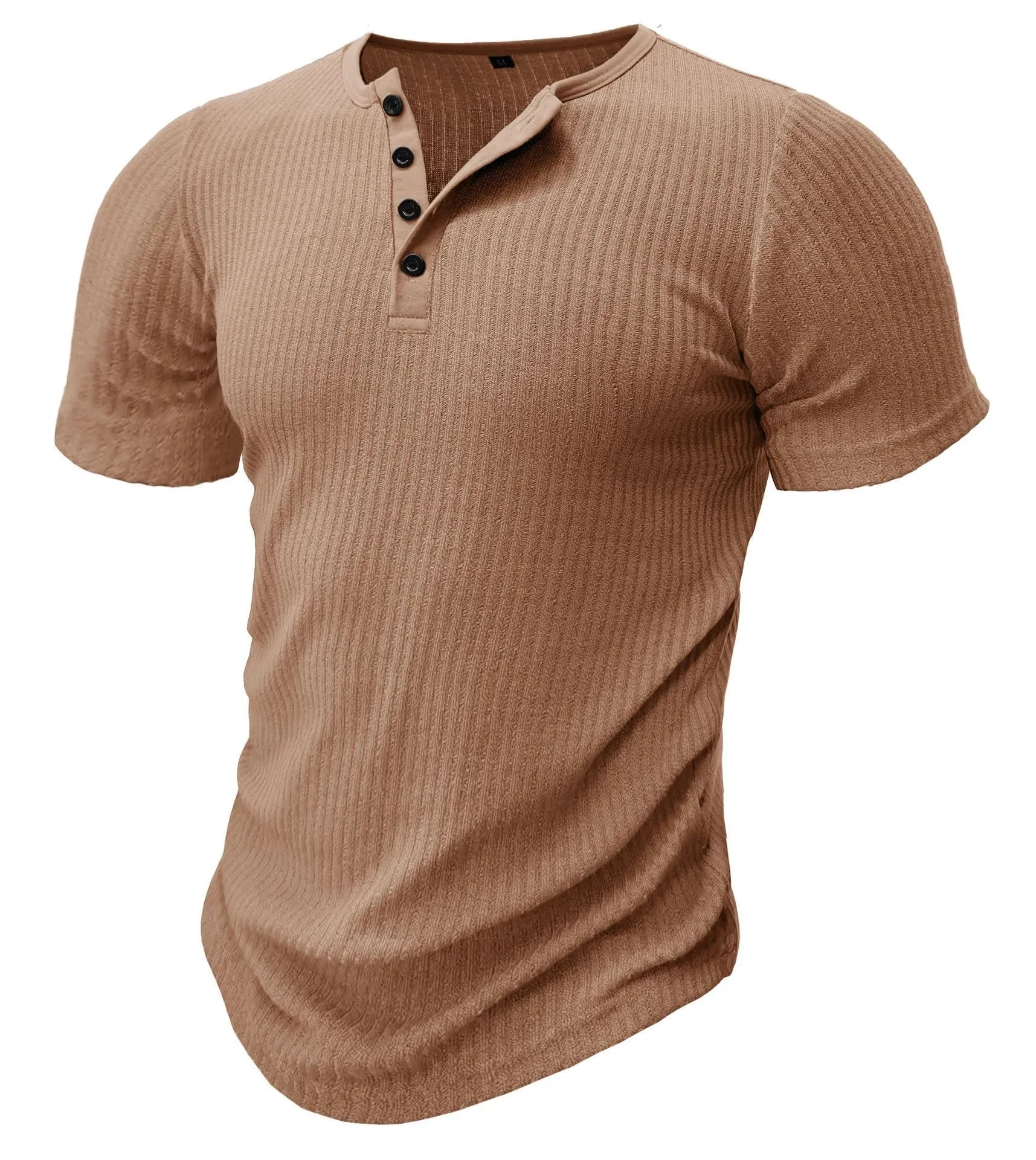Men's slim-fit short-sleeved sports T-shirt in solid colours on a white background.