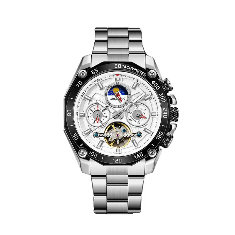 Automatic mechanical watch for men with 12mm stainless steel case in various colour combinations