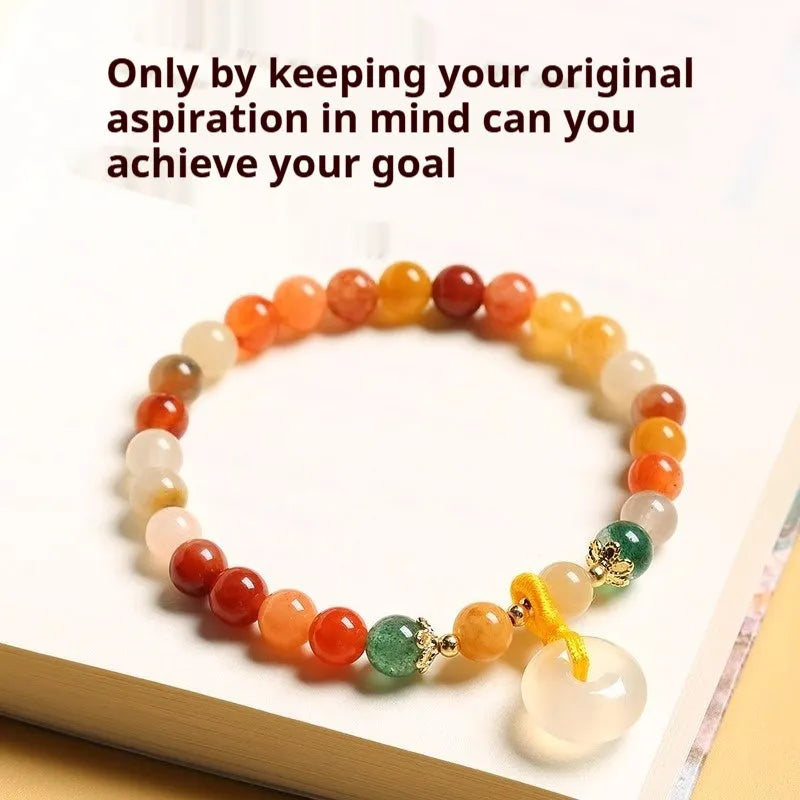 Handmade natural jade safety buckle bracelet with peace clasp and 6mm diameter beads