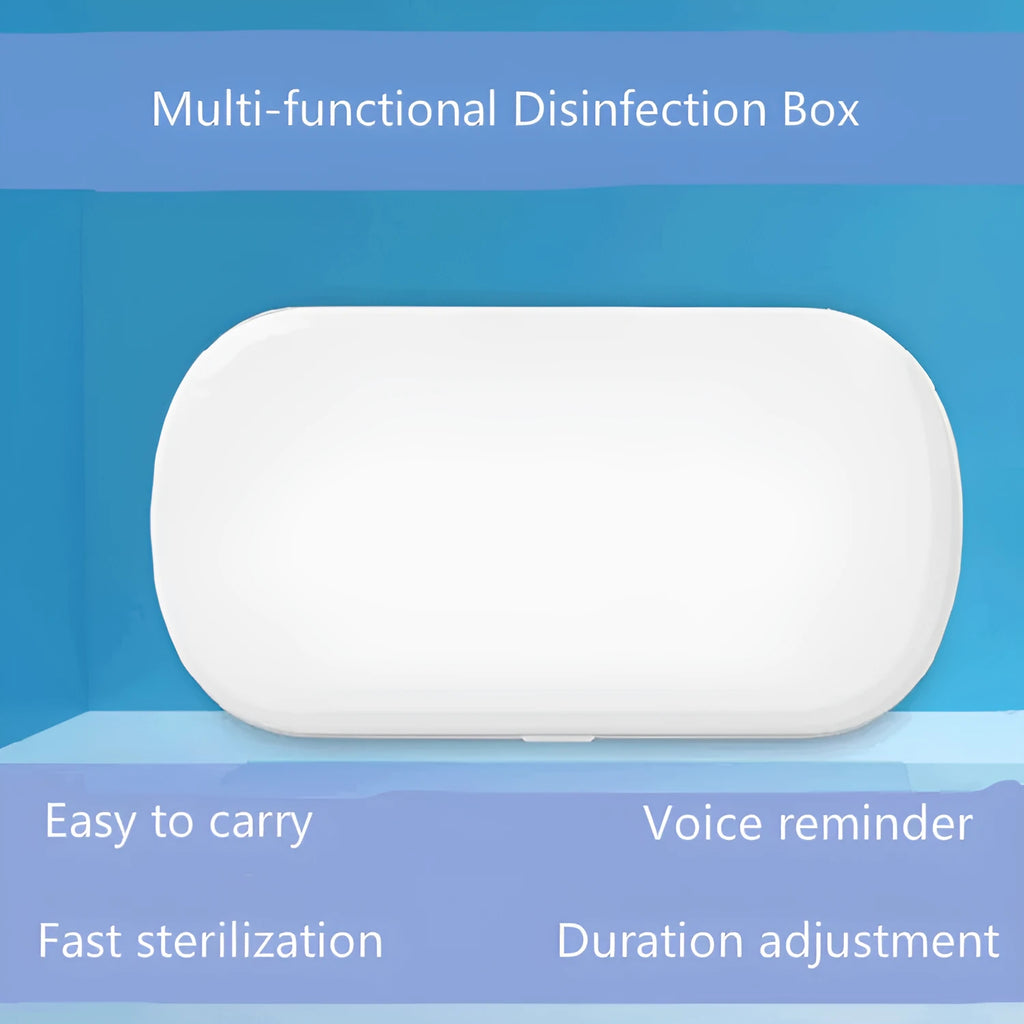 White ABS plastic wireless UV steriliser box with aromatherapy function for phones and small items