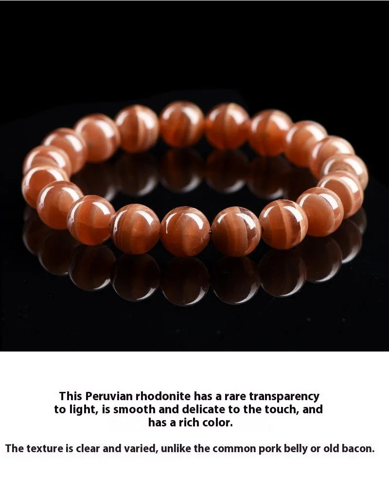 Natural rhodochrosite bracelet with round beads in old mine colour from Peru