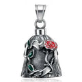 Titanium steel motorcycle bell with epoxy rose design and polished retro finish
