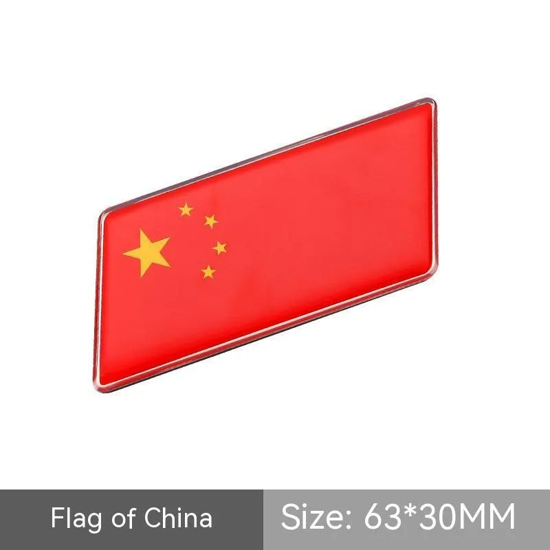 Aluminium car sticker flag emblem showing national flag design in parallelogram shape
