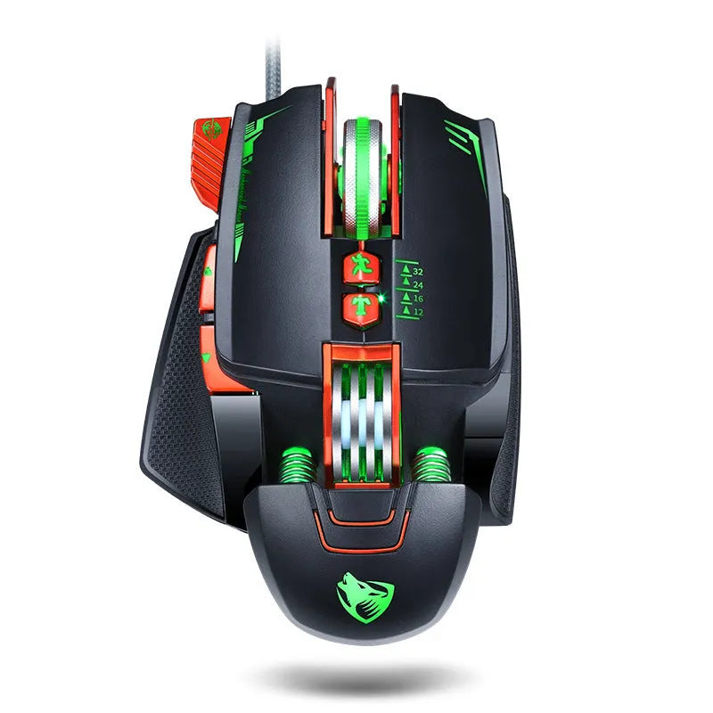 Thunder Wolf V9 wired gaming mouse in black or grey with six buttons and USB cable
