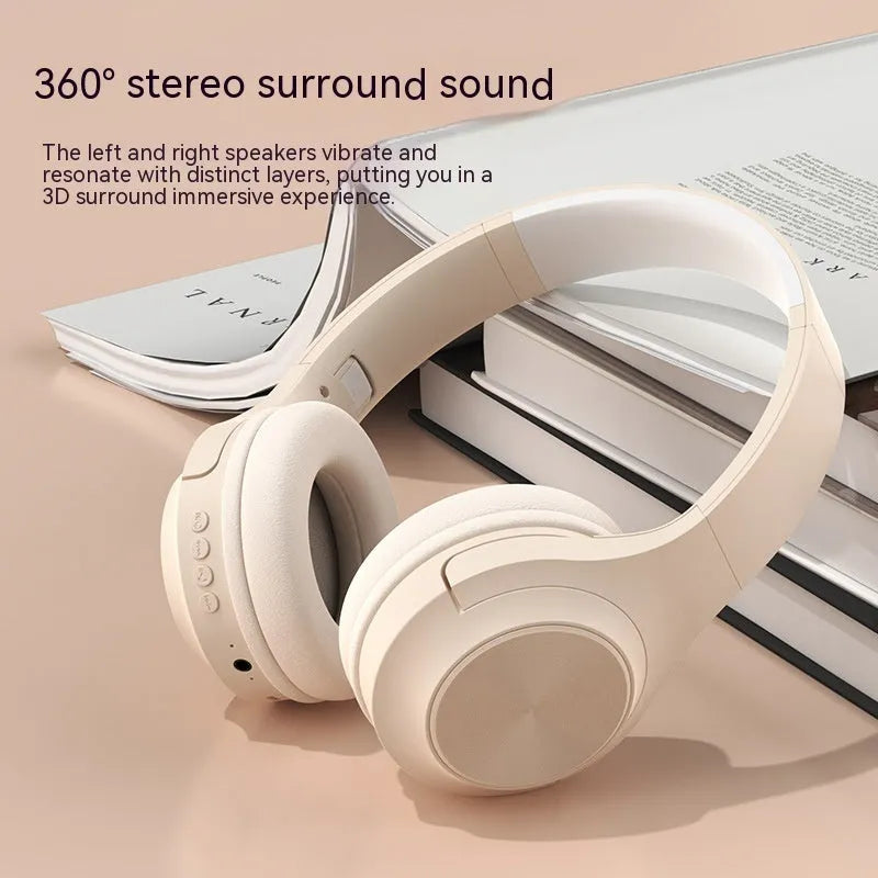 Wireless Bluetooth headset in chalk black colour showing creative design and head-mounted style