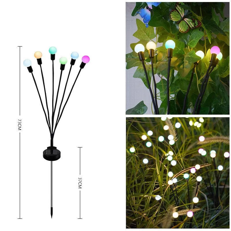 Solar-powered LED garden light with ground spike showing automatic light control for dusk-to-dawn operation