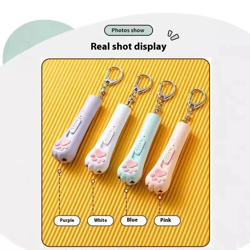 Cat teaser toy with LED light in pink, cream, or blue colour options