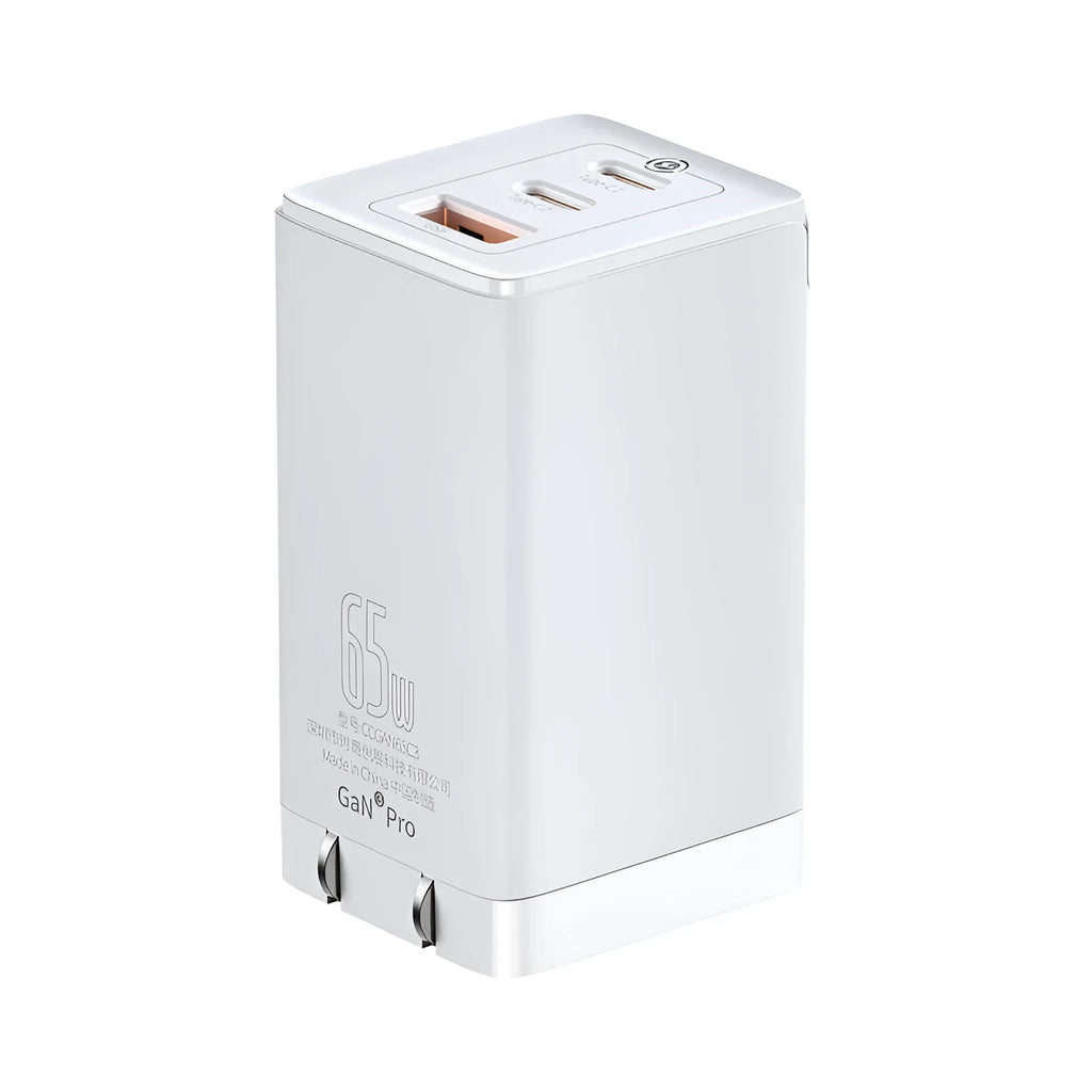 White dual-port car charger with USB and Type-C interfaces for vehicle charging