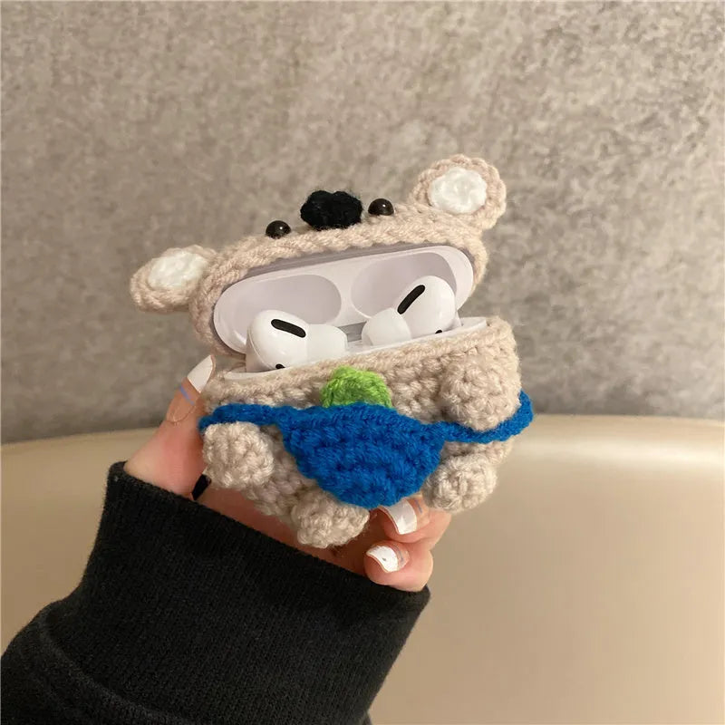Handmade knitted koala bear backpack design protective sleeve for Apple AirPods case