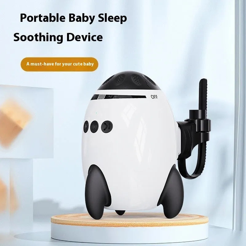 White baby stroller shaking device with Bluetooth and white noise functions for infant comfort