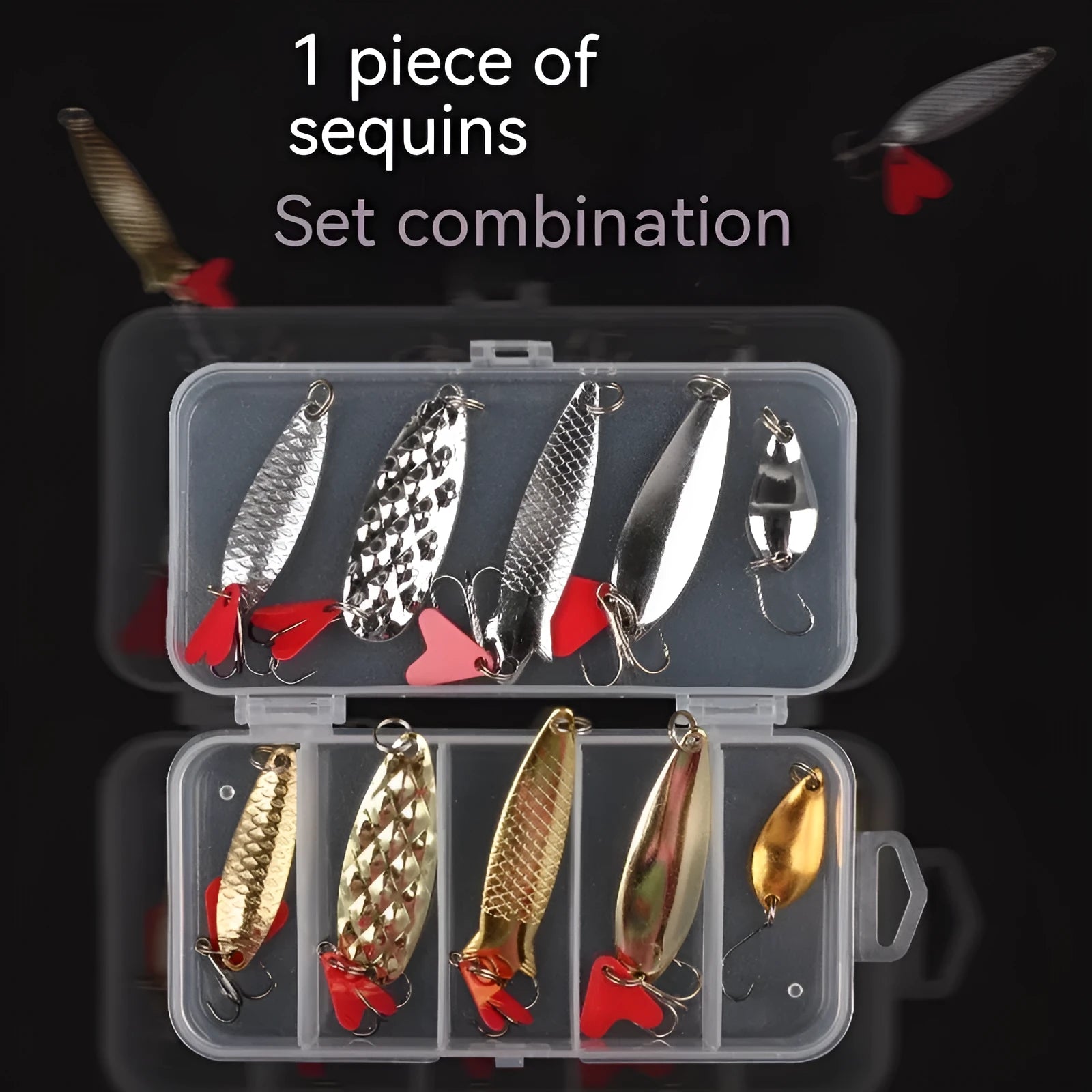 Metal pineapple sequin fishing lure dressings in gold and silver for iron jigs and false baits