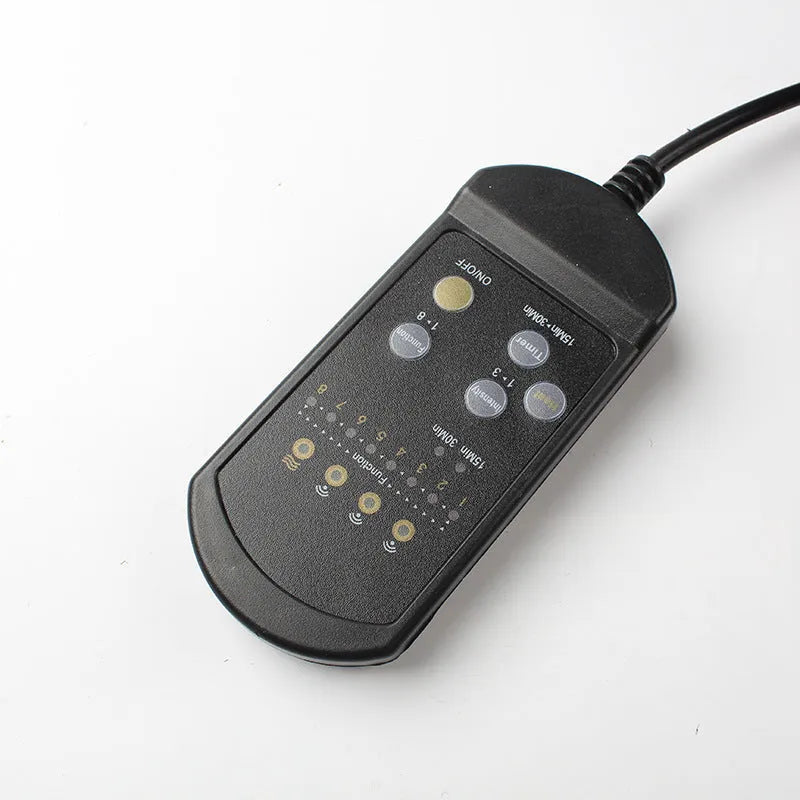 Black heating massage mat with infrared physiotherapy function and seat cushion design