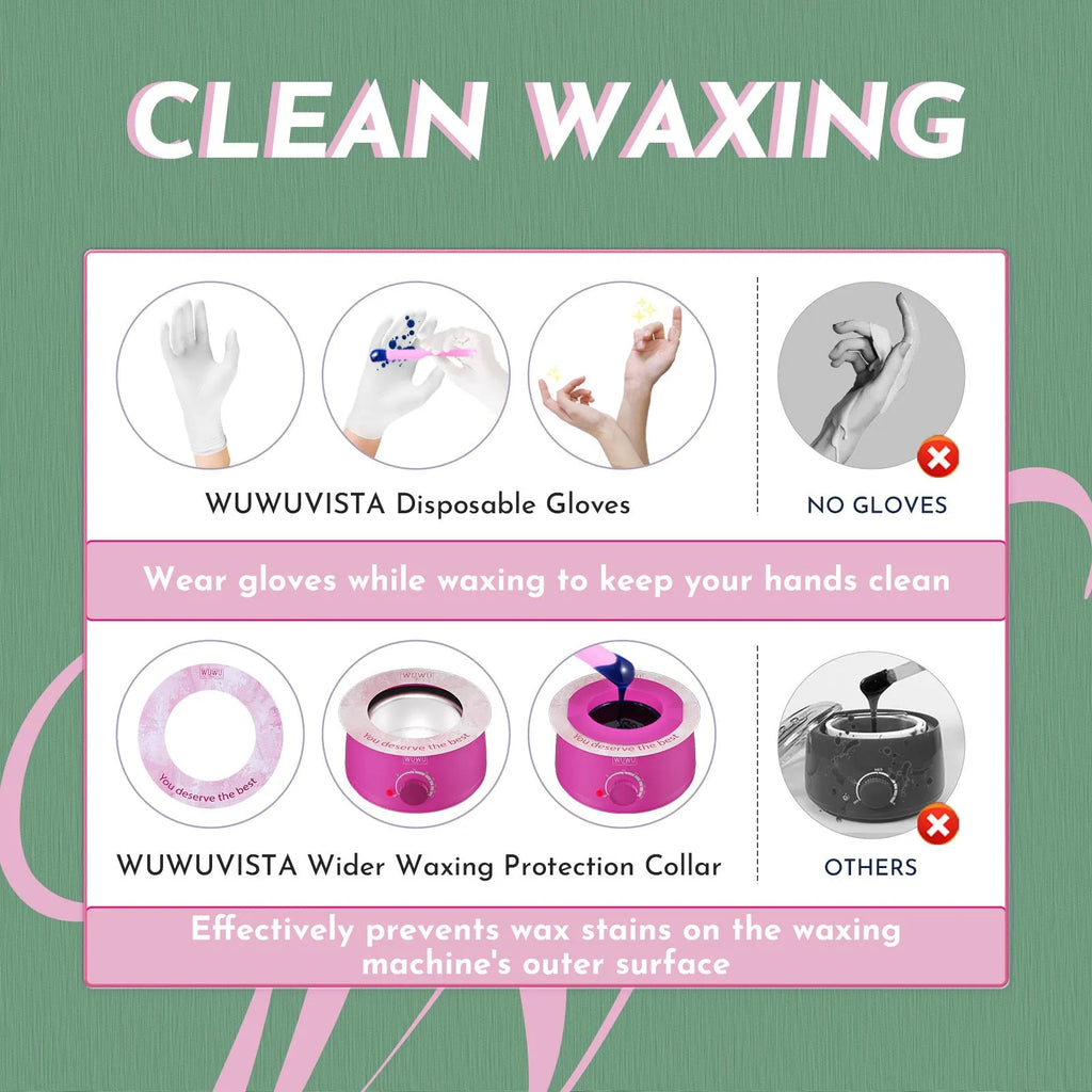 WUWUVISTA professional hard wax hair removal kit with wax warmer, beads, applicators and aftercare products