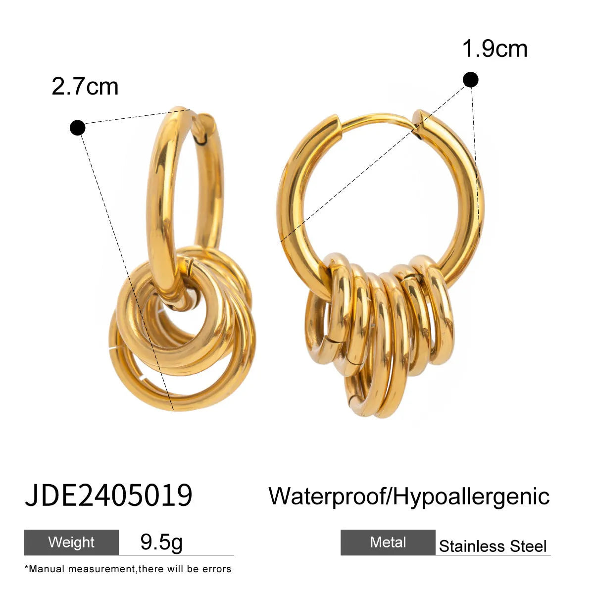 Stainless steel colour matching electroplated earrings in ins style unisex design