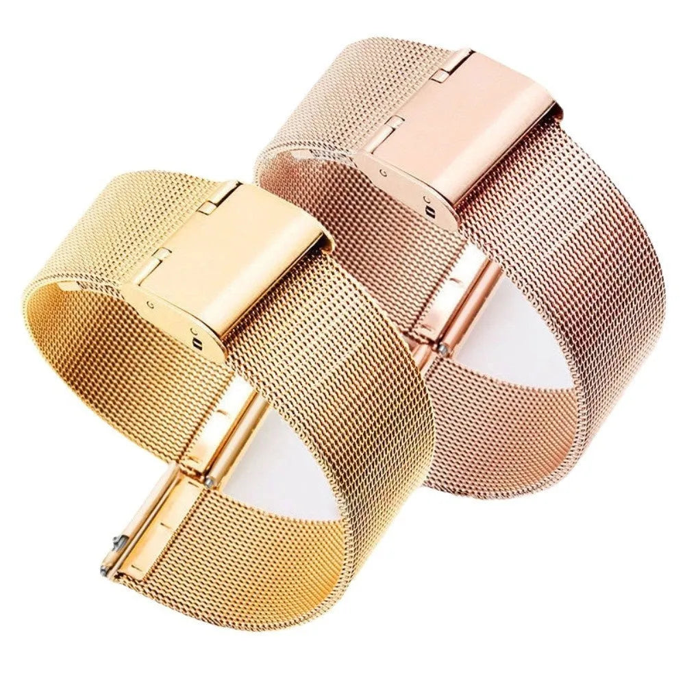 Silk-textured stainless steel watch band in multiple width sizes and metal colours
