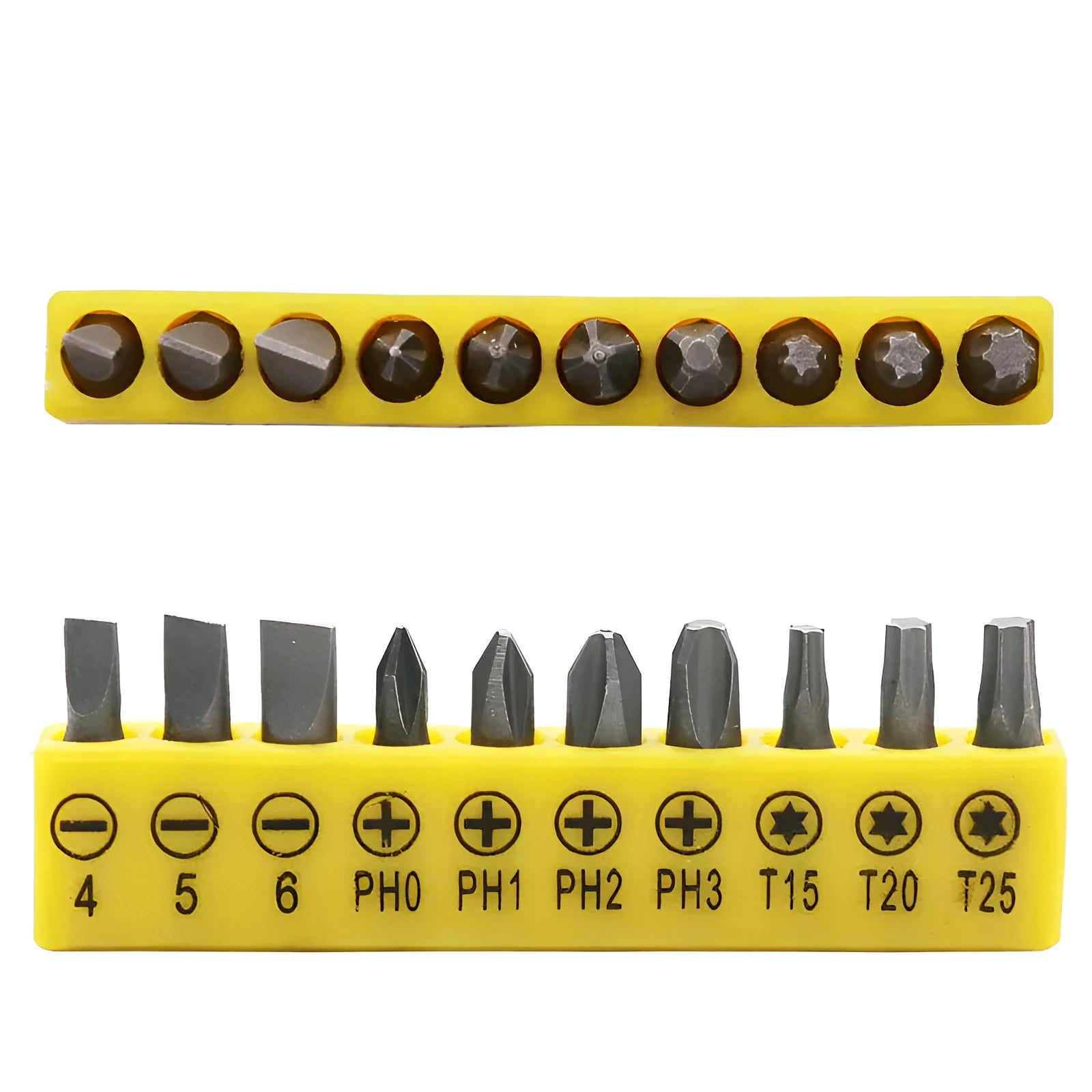 L-type double-headed socket wrench with 10 steel drill bits for mechanical and DIY applications