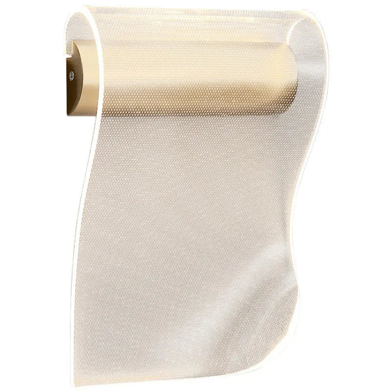 Iron wall lamp with acrylic shade shown in left bend and right bend configurations for bedside or living room.