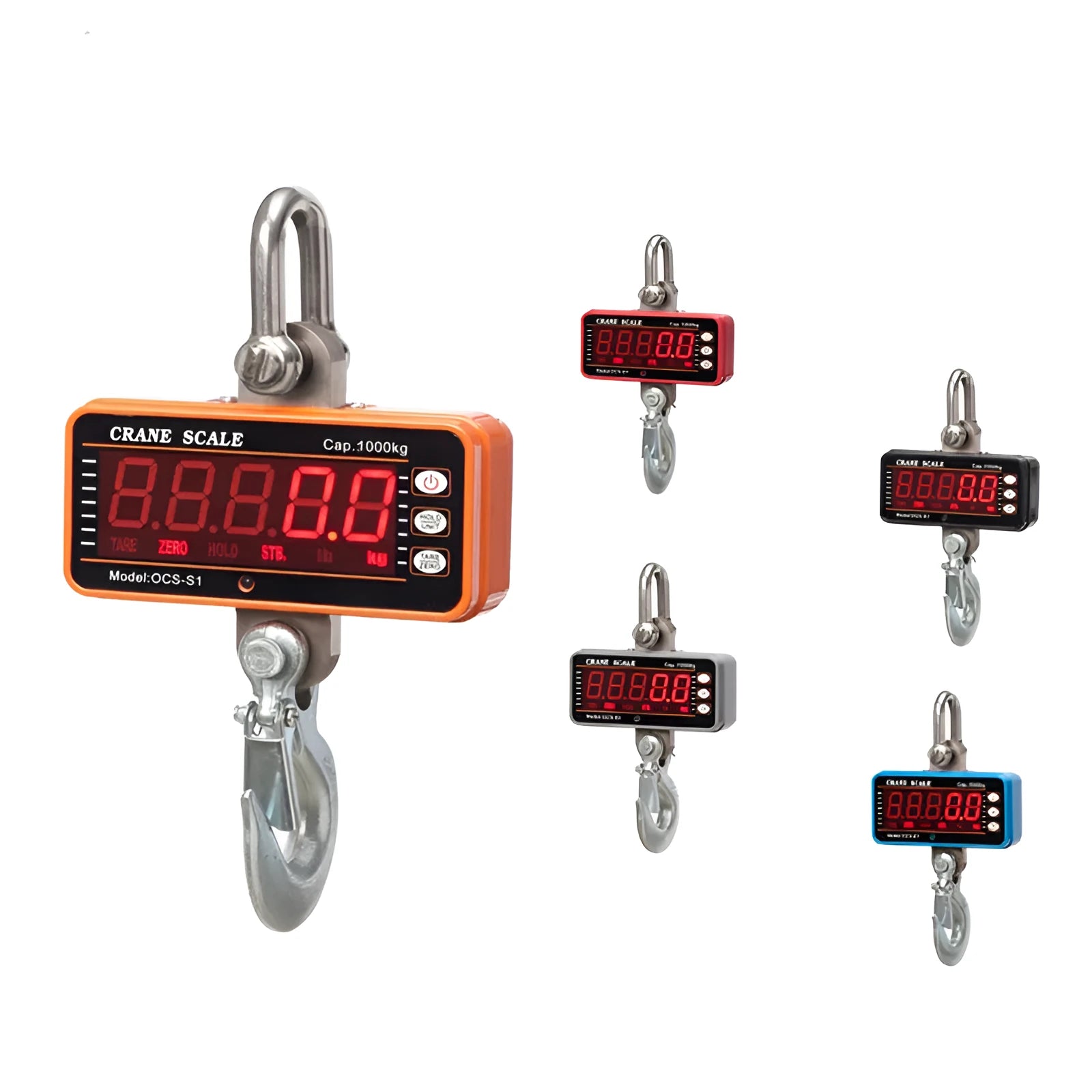 Orange electronic crane scale with digital display for 500kg capacity warehouse weighing