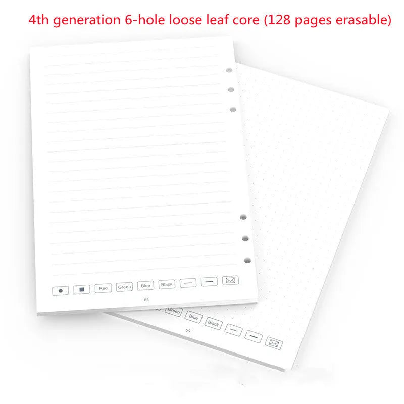 Loose leaf spiral notebook core replacement pack with paper and metal-core pen refills
