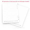 Loose leaf spiral notebook core replacement pack with paper and metal-core pen refills