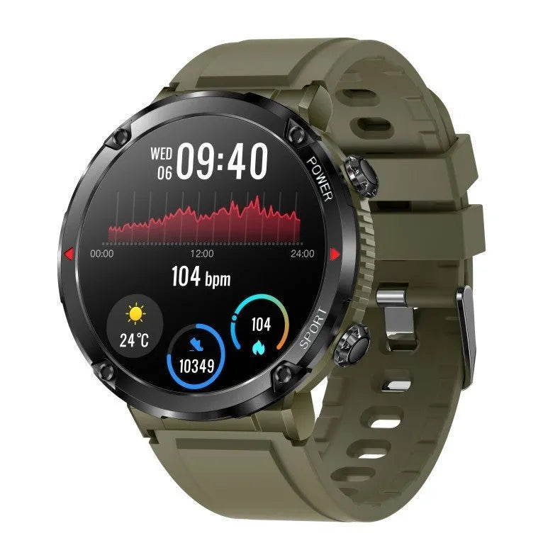 T30 Smart Watch in black on wrist showing display with heart rate and time