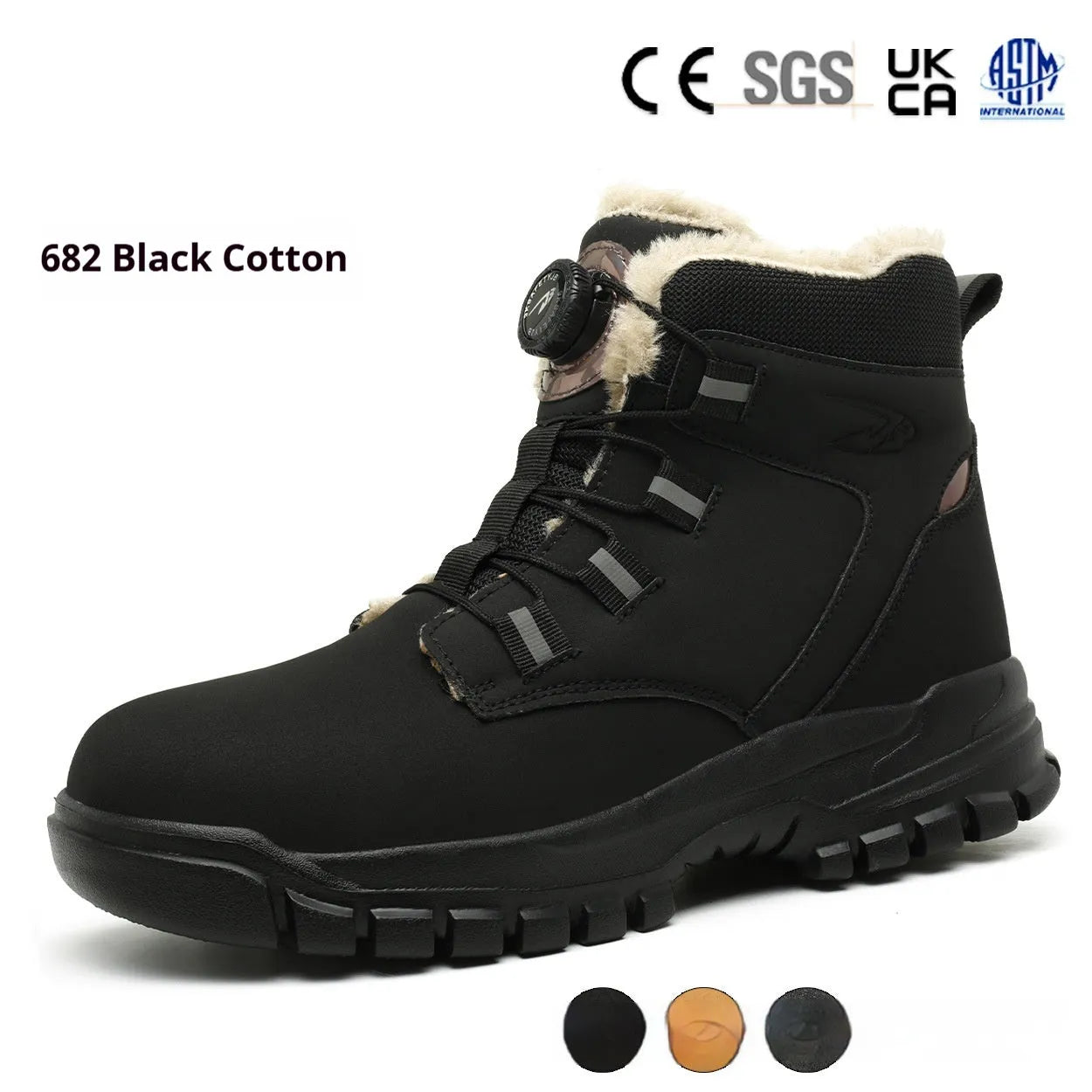 JK682 model leather safety shoes with rubber sole in black, yellow, or grey colour options.
