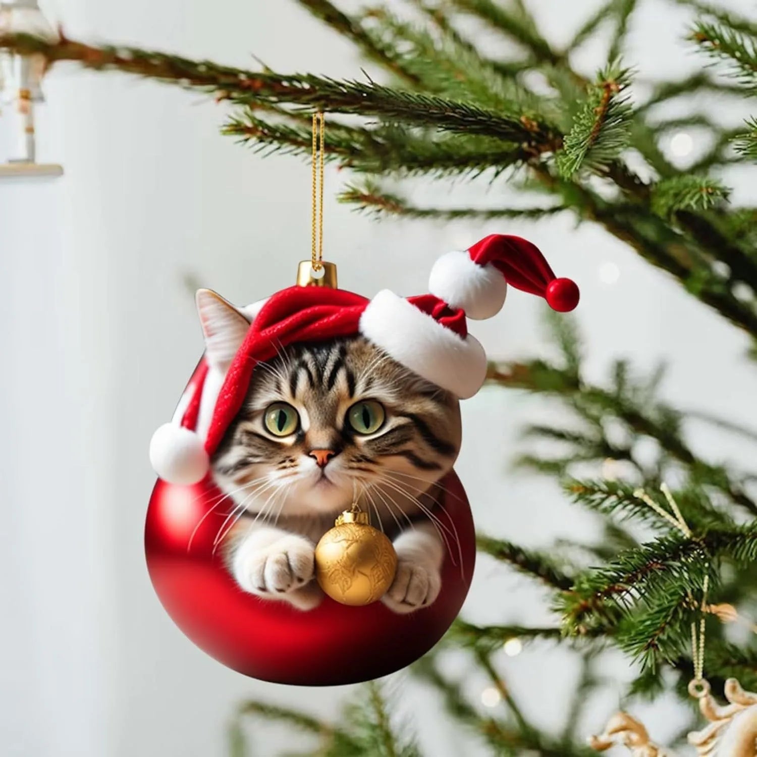 Christmas creative kitty automobile hanging ornament with cartoon cat design in acrylic