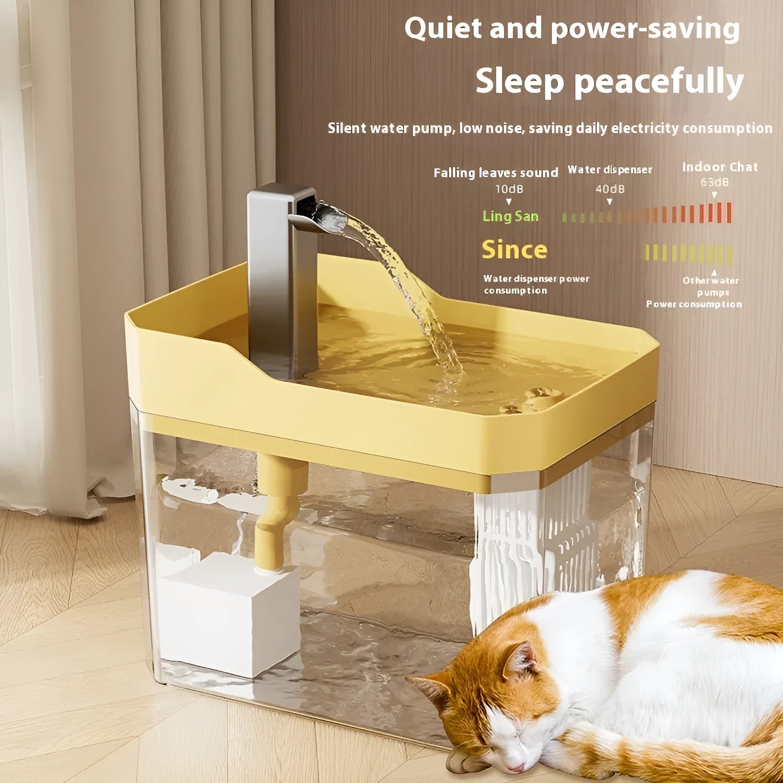 Automatic cat water fountain with transparent cover and circulating water filter system