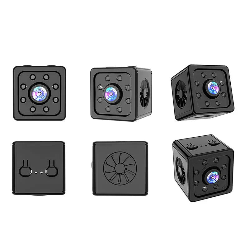 Black cube-shaped K13 network sports camera with mounting bracket