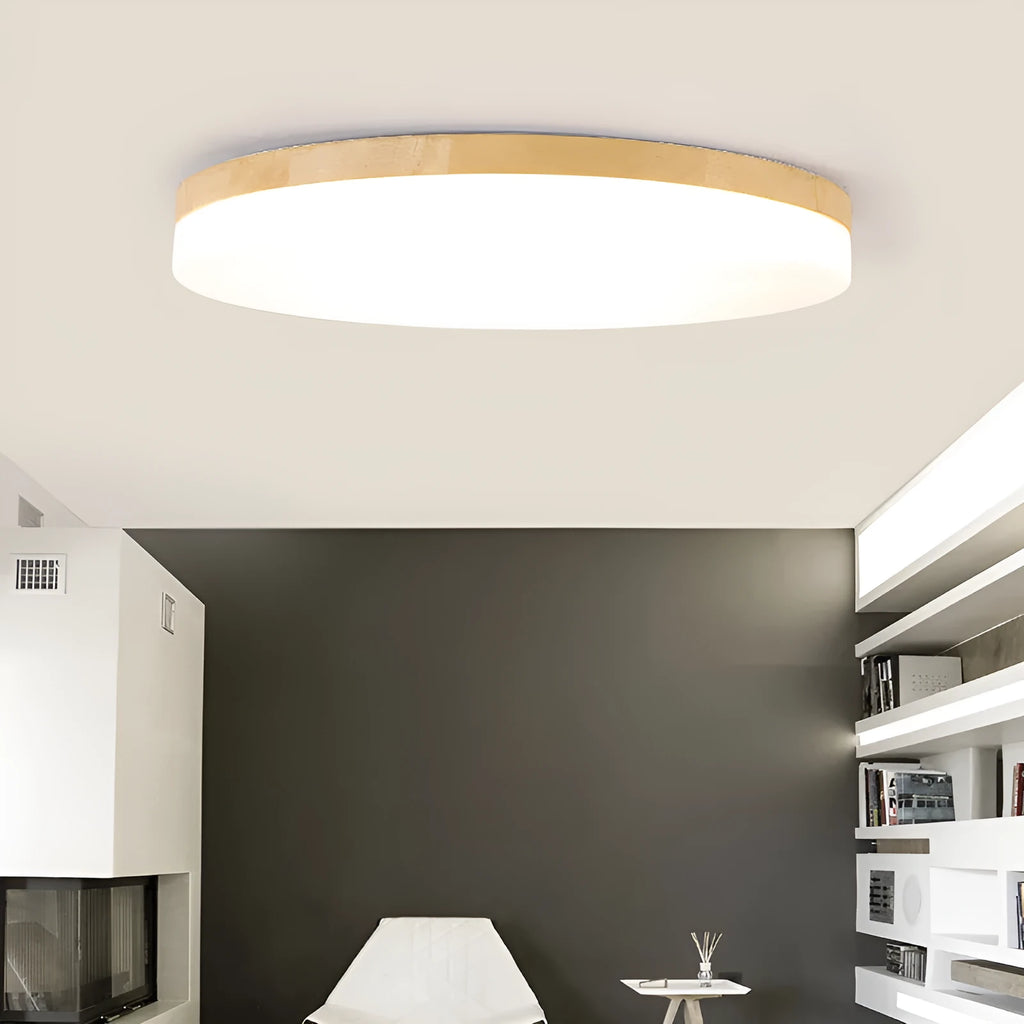 Japanese minimalist wooden and acrylic LED ceiling lamp in three size options