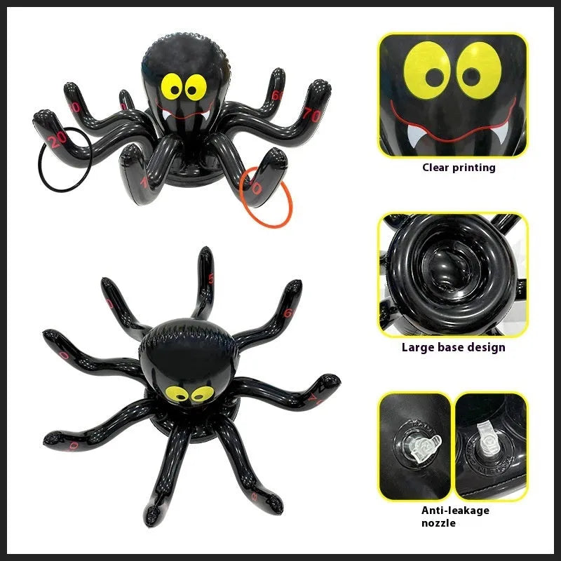 PVC inflatable throwing toy showing octopus, antlers, witch hat, spider, Santa Claus, and rabbit ear styles for Ghost Festival games