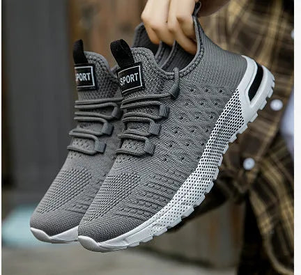 Men's casual mesh shoes in solid colours including army green, khaki, black, white, light grey and dark grey
