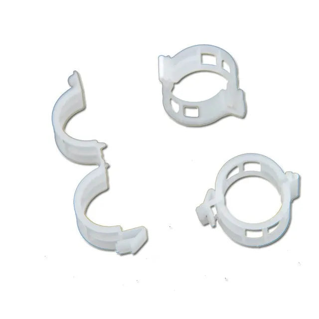 Set of 50 plastic plant grafting clips for tomato and flower stem support.