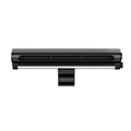Black USB bladeless fan with clip mount and integrated LED lamp for laptop screens