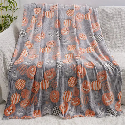 Children's flannel blanket with cartoon design used as air conditioner cover