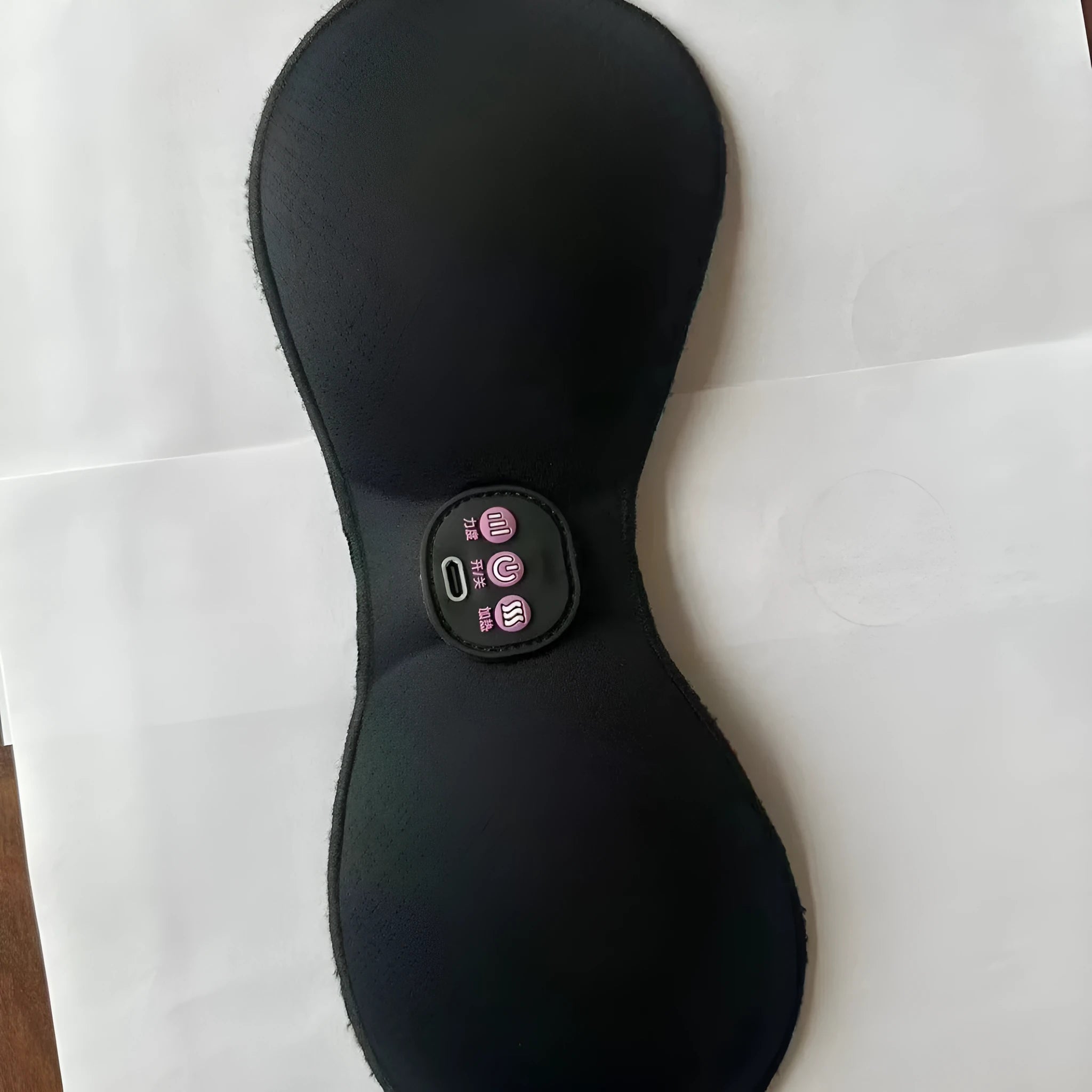 Black electric massage bra inner cushion chest paste with 3-key English control panel