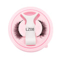 Set of reusable waterproof false eyelashes with artificial fibre strands, shown in five size options.