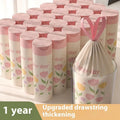 Pink degradable garbage bags with drawstring closure and argy wormwood mosquito repellent properties