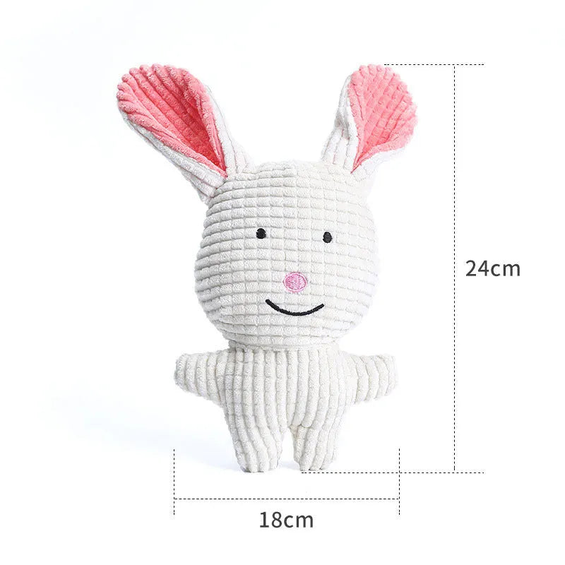Animal shape plush dog chew toy with squeaker in bright colours