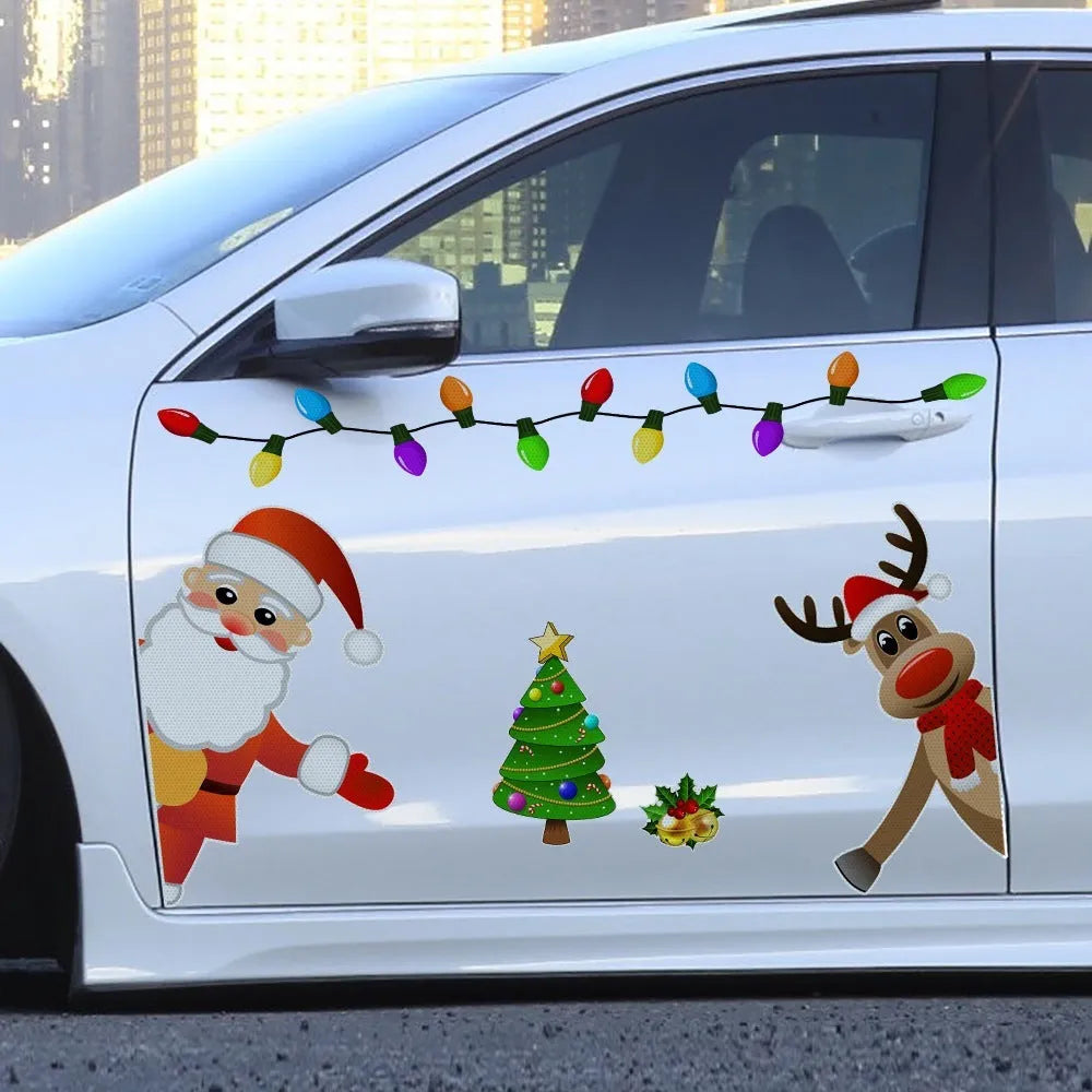 Medium Christmas elk reflective magnetic car decoration sticker in RFM025 six-thread colour