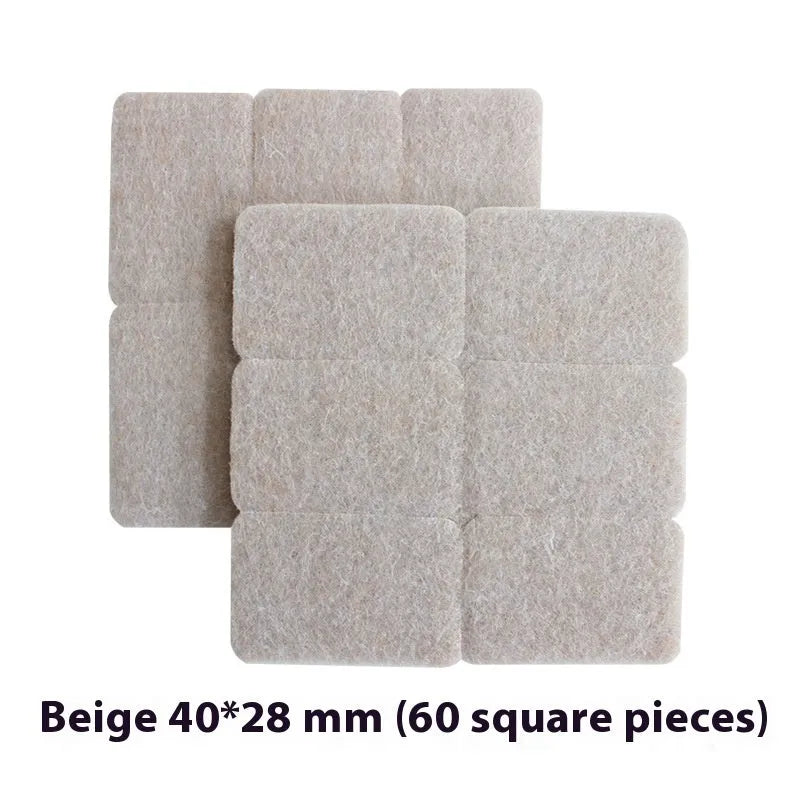 Beige plastic furniture leg protectors in round and square shapes with multiple size options
