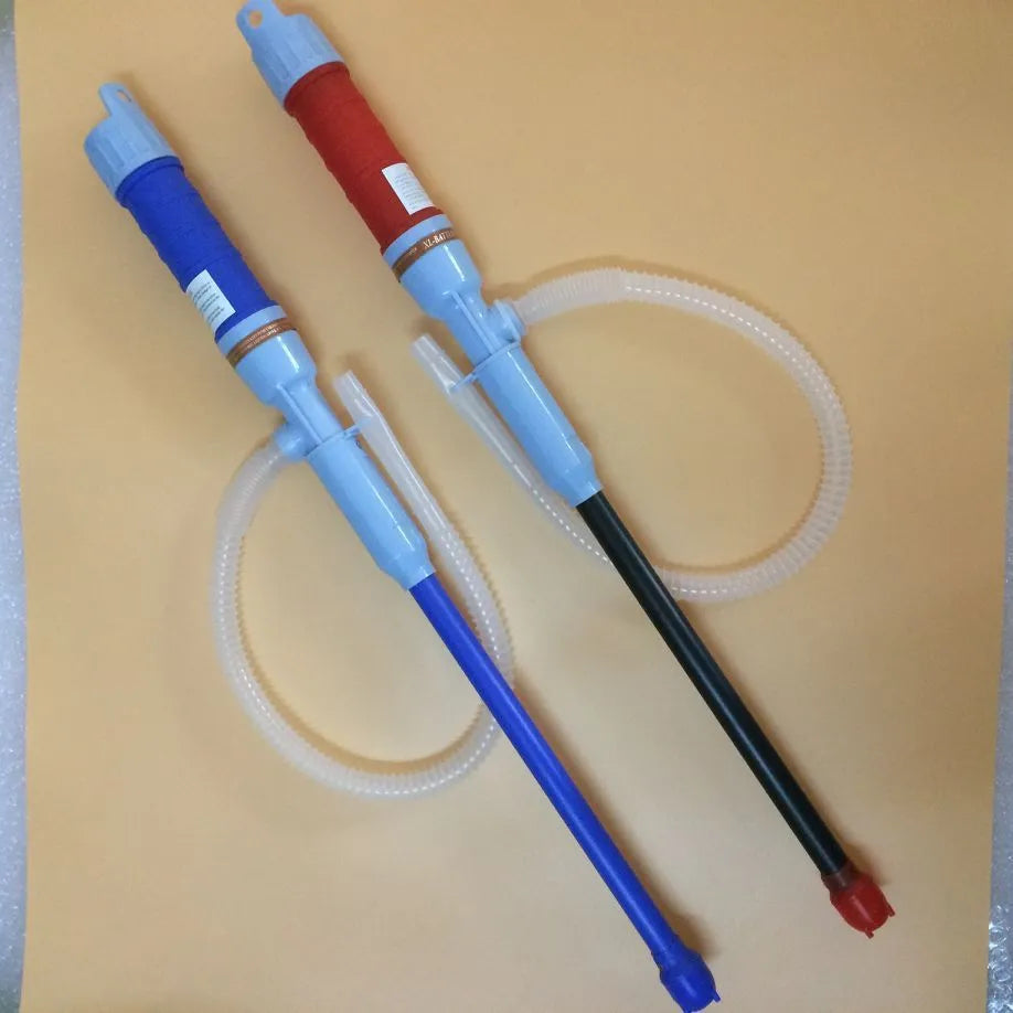 Blue manual siphon pump for fuel and liquid transfer