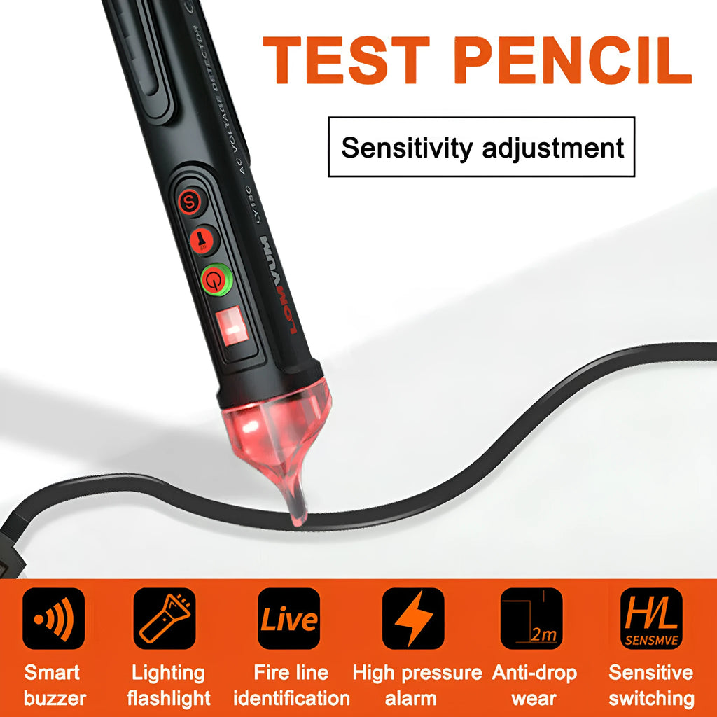 Intelligent checkpoint test pencil with black body and sensor tip for line detection