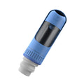 Portable dog water bottle with built-in drinking bowl in dark blue, white or yellow colours