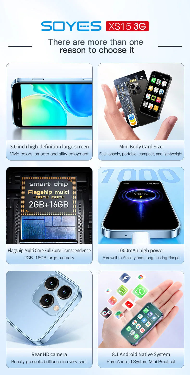 S23PRO XS15 mini Android smartphone in black, green or pink purple with 30cm screen and straight plate design