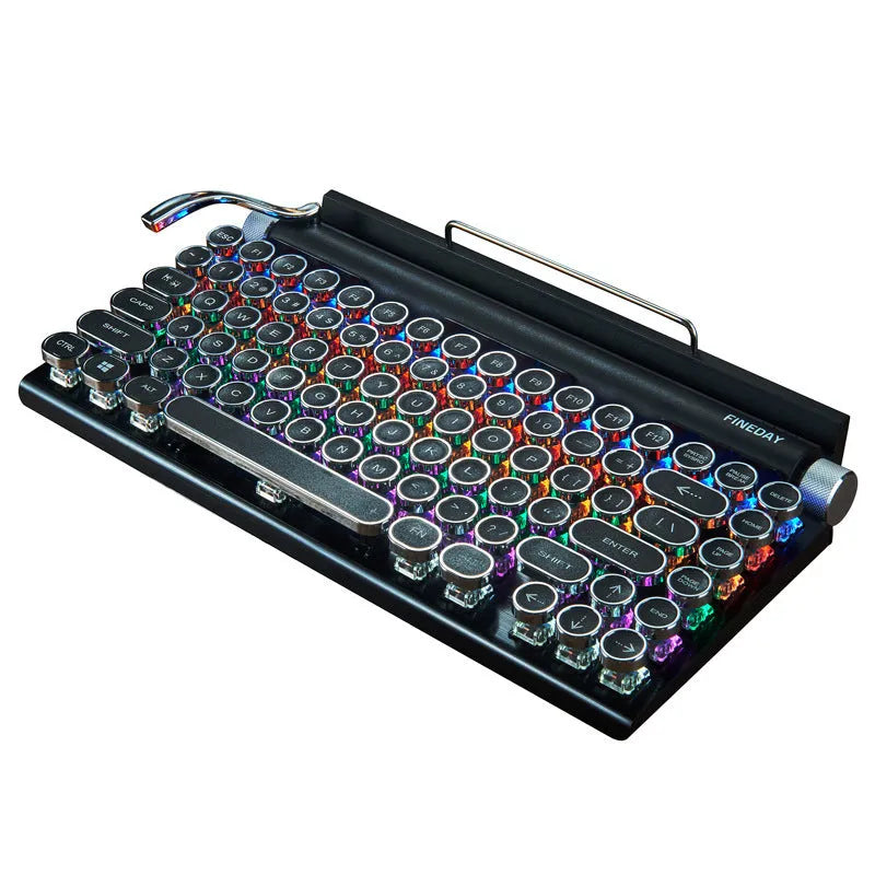 Dot retro mechanical Bluetooth keyboard with black finish and backlit keys