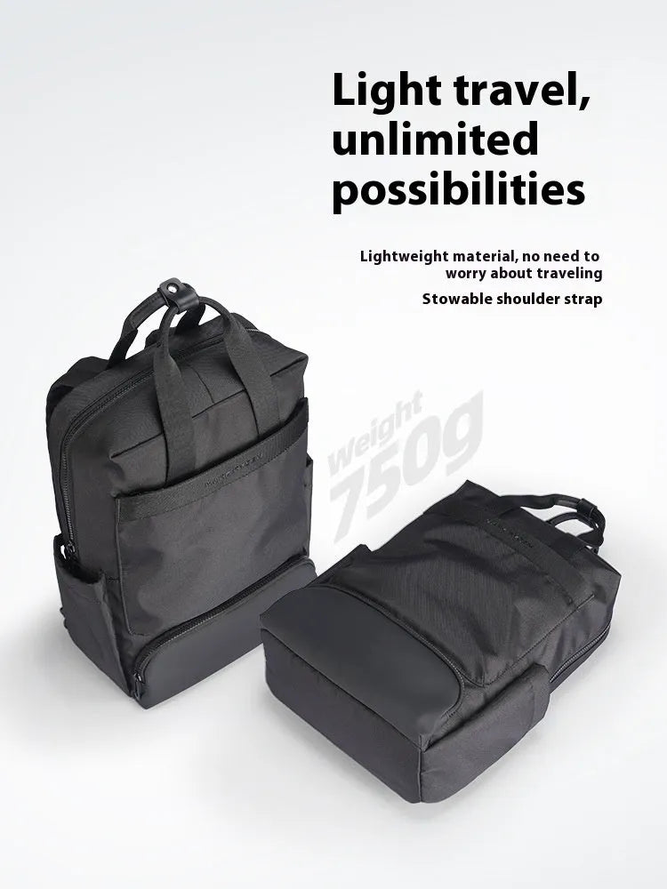 Elegant black computer backpack with Oxford cloth exterior and 20-35L capacity