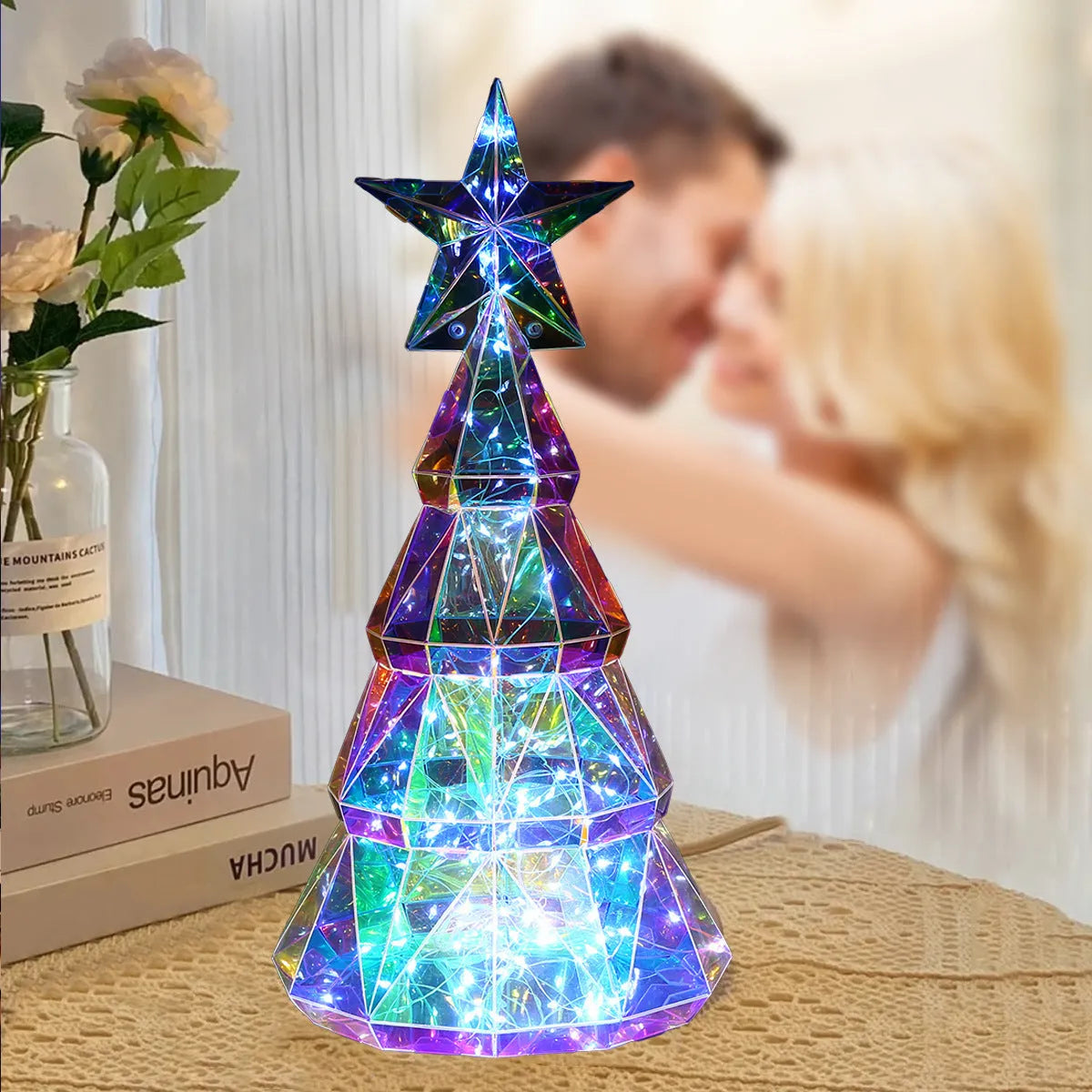 Colourful Christmas tree luminous toy decoration with cartoon style measuring 20cm height
